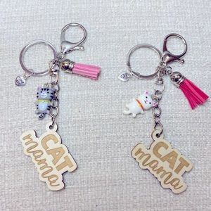 One Cat Mama keychain purse charm